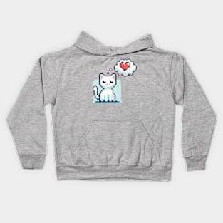 Pixel Cat with Heart Cloud Kids Hoodie